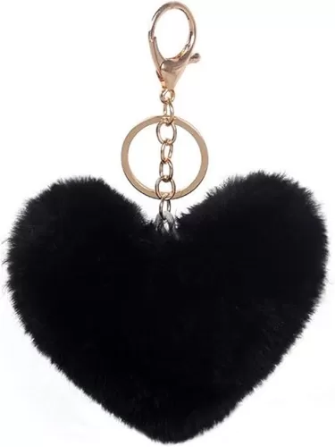 Unpafcxddyig Pom Poms Keychains Fluffy Heart Shape Pompoms Keyring Faux Rabbit Fur Key Chain for Car Bag Charm