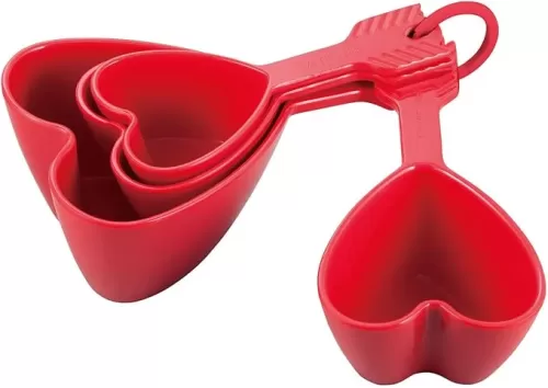 UPware 4-Piece Multi-Purpose Liquid and Dry Melamine Measuring Cups Set, Home Essentials Cooking and Baking Tools, Measuring Cups (Heart)