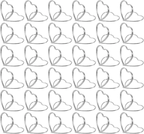 uxcell 36Pcs Heart Shape Table Number Holders Mini Place Card Holders Carbon Steel Picture Holders for Tables Centerpieces, Wedding Reception, Parties, Banquets, Silvery