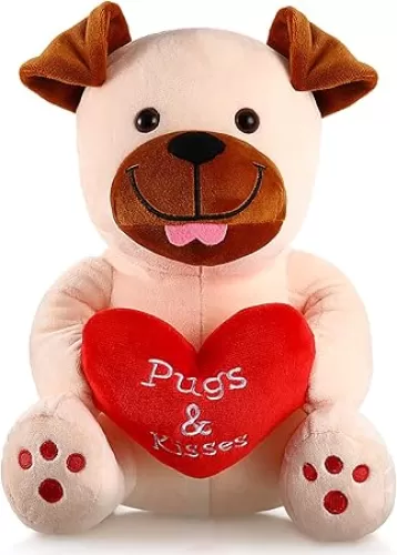 Valentine Bear Dog Plush Stuffed Animals Gift 10 Inch Cute Plush Animals Heart Holding Soft Stuffed Toy for Valentine, Mother's Day, Wedding, Anniversary, Birthday(Loving Heart Dog)
