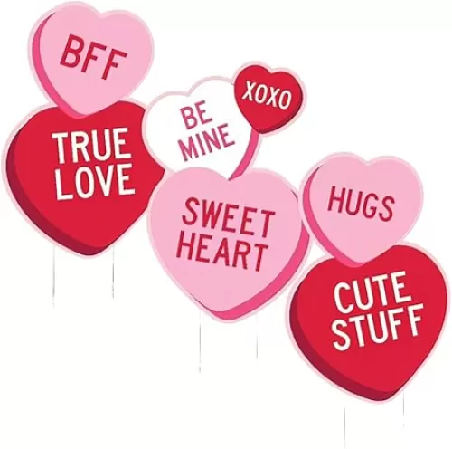 Vibrant Red & Pink Heart Yard Signs - 20" (Pack of 3) - Plastic Corrugate Decorations with Durable Metal Stakes - Perfect for Events, Celebrations & Special Occasions