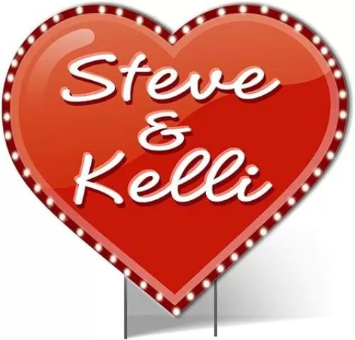 VictoryStore Yard Sign Outdoor Lawn Decorations: Custom Giant Lighted Valentine Heart Sign Includes 50ct Lights and 2 Ez Stakes