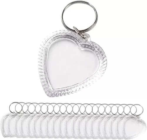 vipolish 25Pcs Clear Acrylic Blank Photo Keychains Heart Shape Photo Frame Keychains Keyring Insert Personalized Keychain Snap in Insert Picture Frame Key Chain Keyrings Key Holder Great for DIY Gift