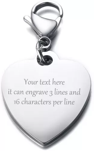 VNOX Customize-Stainless Steel Heart Shape ID Tag Keychain, Charm for Bracelet Handmade Jewelry