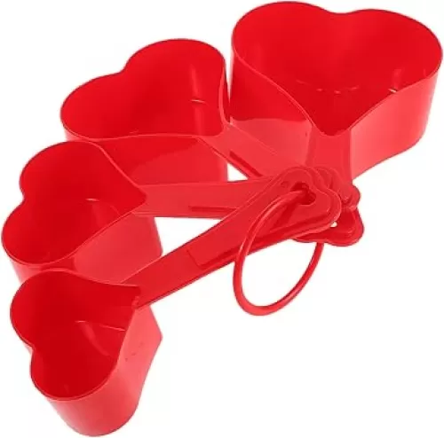VOSAREA 4 in 1 Measuring Spoons Set Cute Heart Shaped Measuring Spoon Set for Baking and Cooking for Christmas Holiday Weddings and Everyday Use Plastic Material