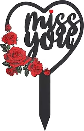 Waterproof Metal Memorial Plaque Stake for Cemetery Grave Decorations, Rustproof Outdoor Sympathy Grave Markers for Garden Yard, Heart Design with Easy Installation (1 Pack)