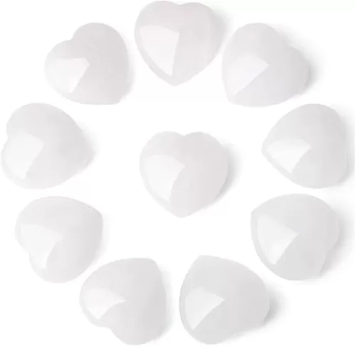 YATOJUZI 5PCS Clear Quartz Natural Heart Healing Crystals 1" Love Stones Sets Bulk Polished Pocket Palm Thumb Gemstones Energy Reiki Balancing Meditation Therapy