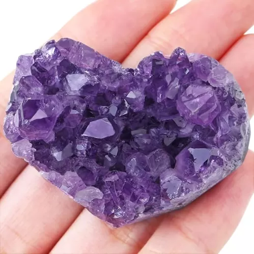 YATOJUZI Heart Amethyst Cluster 1.5"-2" Natural Amethyst Crystal Rocks Heart Stone Crystals and Healing Stones Gemstones Mineral Geodes Valentine