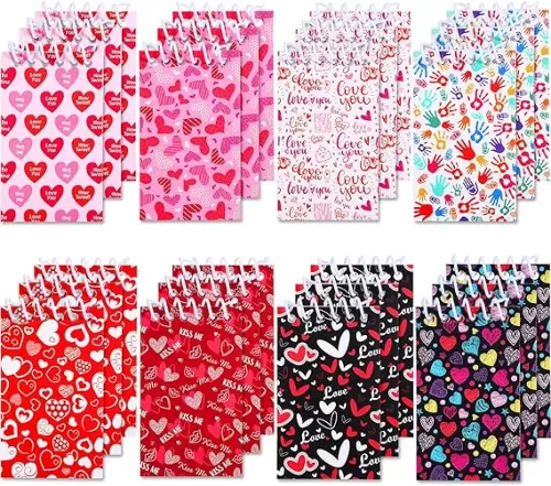 Zonon Mini Valentines Day Notepads Tiny Heart Notepads Spiral Notebooks Teacher Student Classroom Rewards Favor Supplies for Girls Boys School Valentines Day Party Decoration Favors(24 Pieces)