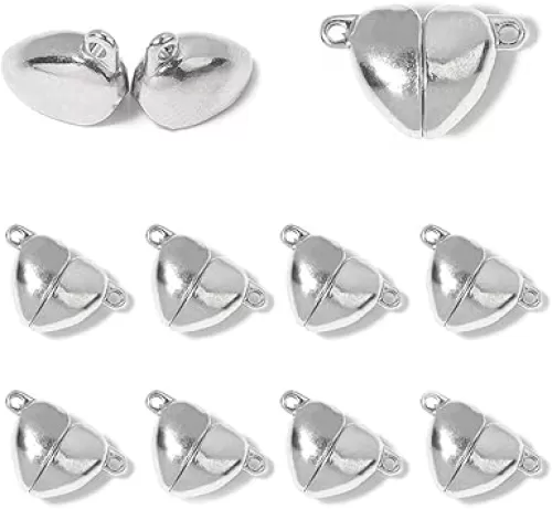 10 Sets of Alloy Heart-Shaped Jewelry Magnetic Clasps Magnetic Clasps for Bracelet Necklace Making Magnet Converter DIY Jewelry Accessories