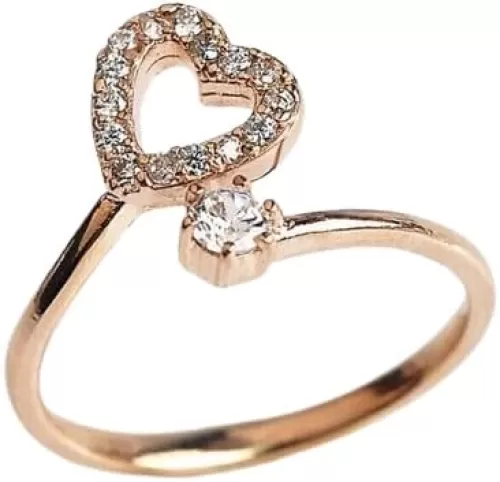 1.00 Ct Round Cut Simulated Diamond 14k Rose Gold Plated Heart Adjustable Toe Ring 925 Silver