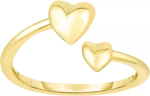 14K Yellow Gold Hearts Bypass Toe Ring 9mm