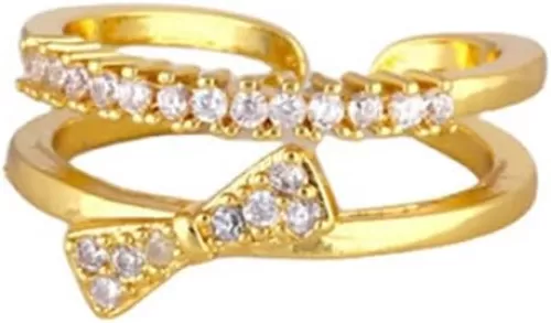 18k Gold Toe Rings for Women Adjustable Bow Toe Ring Heart Tail Ring Zircon Toe Ring Beach jewelry