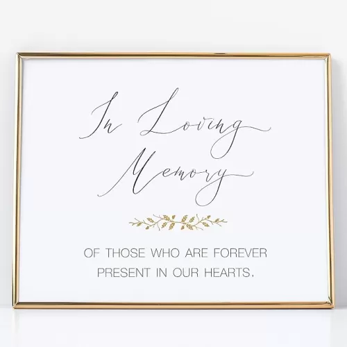 2 City Geese In Loving Memory Wedding Sign | (1) 8x10 Pearl White with Gold Print on Pearlescent Thick Cardstock Paper of Loved Ones We Know You Would Be Here Today Table Signs - NOT FRAMED