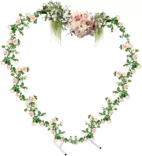 2.1m Wedding Heart Arch Rack, Heart Shaped Metal Stand Flower Balloon White Frame Backdrop, Wedding Birthday Decor, Party Backdrop, Plant Stand, DIY Decor, 6.6x6.89ft
