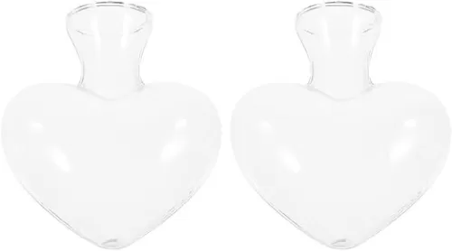 2pcs Heart Shaped Glass Vase Clear Hydroponic Vase Small Bud Vase Holder Decorative Plant Pot Container for Wedding Arrangement