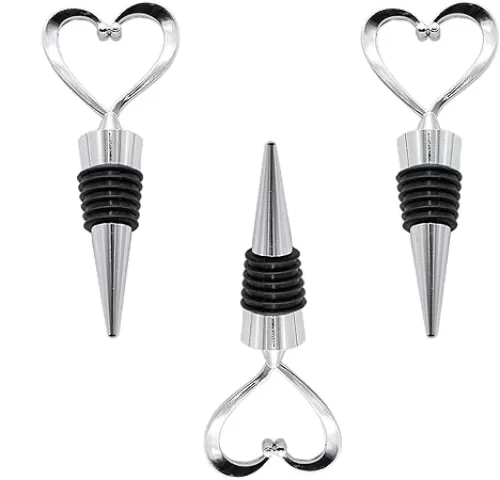 3 PCS Wine Stoppers Heart Shape Wine Bottle Stopper Reusable Bottle Cover