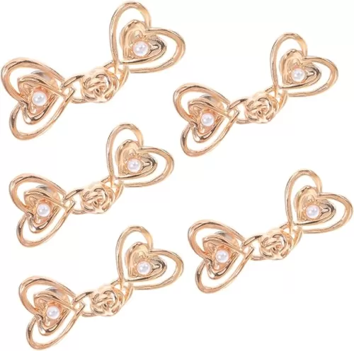 5pairs Adjustable Heart-shaped Metal Waist Tightener Clips No-sew Buckle for Jeans Pants Comfortable Fit for Varying Waist Design for Everyday Formal Wear