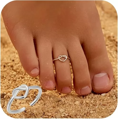 925 Sterling Silver Heart Toe Rings for Women Non Tarnish Cute Dainty Love Knot Foot Ring Mother Daughter Friendship Toe Ring Adjustable Open Band Hypoallergenic Summer Beach Foot Jewelry Accessories