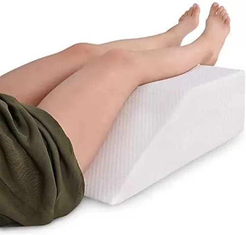 Abco Tech 8in Leg Elevation Pillow with Memory Foam Top - Elevating Leg Rest to Reduce Swelling, Back, Hip, and Knee Pain - Leg Support Pillow to Elevate Feet While Sleeping, Reading - Washable Cover