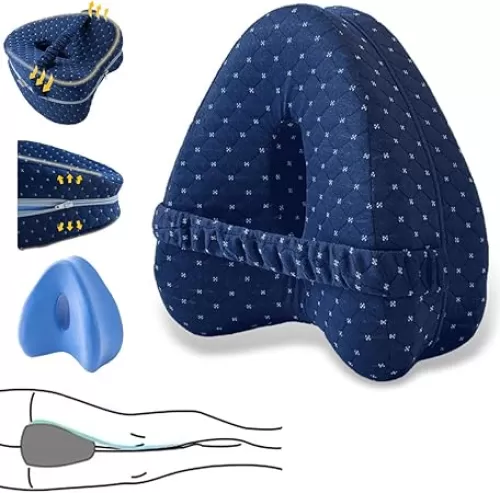 Alignment Pillow - Relieve Hip Pain & Sciatica, Ergonomic Heart Shaped Pillow for Side Sleepers with Adjustable Strap, Memory Foam Support, Spine & Hip Alignment