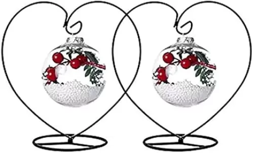 Archi 2 Pack Heart-Shaped Ornament Display Stand Iron Pothook Stand for Hanging Glass Terrarium (Heart)