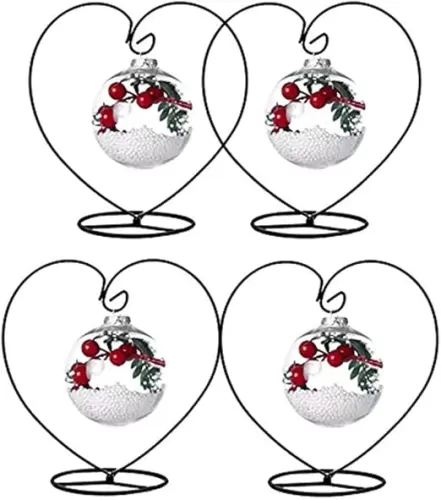 Archi 4 Pack Heart-Shaped Ornament Display Stand Iron Pothook Stand for Hanging Glass Terrarium