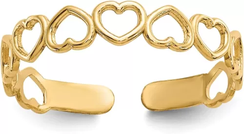 Avariah Solid 14k Yellow Gold Open Hearts Toe Ring