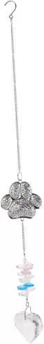 Balacoo Heart Shaped Suncatcher Pendant for Garden Patio Balcony Stunning Outdoor Decor with Dog Paw Pattern Pet Memorial