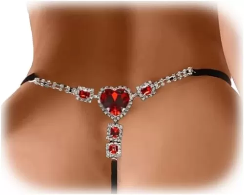 Beach Rhinestone Heart Waist Chain Thong Crystal Thong Panties Festival Rave G String Underpants Bikini Sexy Waist Body Jewelry for Women