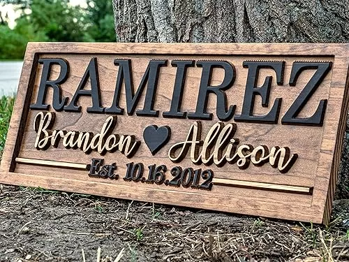 Bridal Shower Gift | Personalized Wedding Gift Last Name Established Sign | Anniversary Gift | Engagement Gifts | Valentines Day Gift | Wood Wedding Sign | Name Heart Sign | Couples Gift