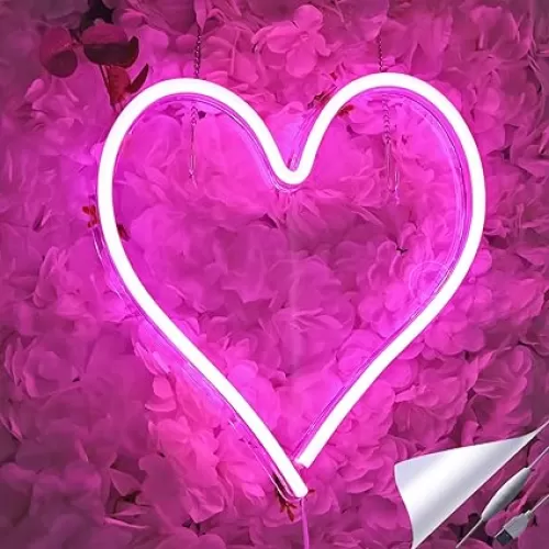 Britrio LED Neon Light Sign, 13.4”x12.6” Heart Shape Neon Sign Wall Hanging Sign Wall Art for Bar Bedroom Living Room Kid’s Room Party, Home Decor Neon Night Light USB Powered(Pink Heart)