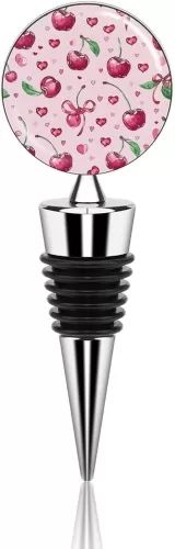 Cherry And Heart Shape Wine Stoppers for Wine Bottles Wine Bottle Stopper with Zinc Alloy Reusable Wine Corks Leak Proof Party Keep Wine Fresh Suitable for Standard Bottle