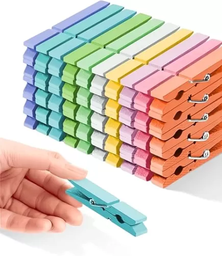 Clothes Pins Colored Clothespins Wooden Cheer Pins 50-Pack 2.9 Inch Close Pins 10 Pastel Macaron Colors - Colorful Painted Pegs for Crafts Photo Hanging, Decorative Spirit Clip Classroom Decorations