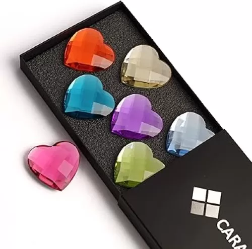 Colorful Heart Magnets 7-Pack – Cute Board Locker Whiteboard Fridge Decorative Magnets - Small Gift for Girls Kids Women Mom Daughter - Pretty Magnetic V-Day Heart Decoration