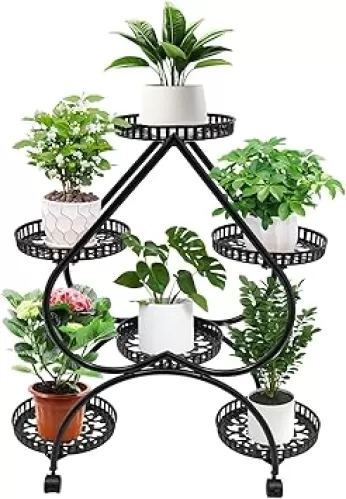 Creative Plant Stand, 4 Tier 6 Potted Heart-shaped Pot Shelf for Multiple Plants, Indoor&Outdoor Planter Display Rack for Patio Garden Living Room Balcony