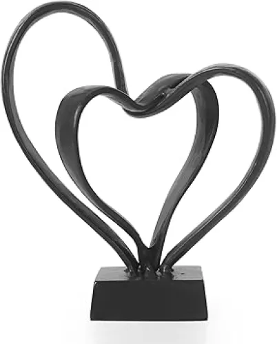 DreamsEden Cast Iron Interlocking Hearts Sculpture - Anniversary Romantic Gift for Couples, Valentines Wedding Keepsake, Home Decor Statue (6.7" H)