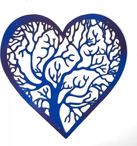 DreamsEden Metal Heart Wall Decor, Love Tree of Life in Heart Art Decoration for Bedroom Bathroom Living Room, 12.5''