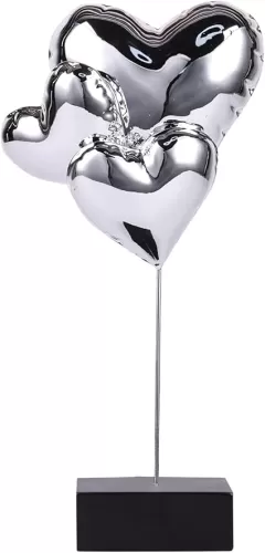 Electroplated Heart Sculpture - Modern Art Resin Balloon Heart-Shaped Sculpture, Ideal for Living Room, Coffee Table, Engagement Parties (Silver)
