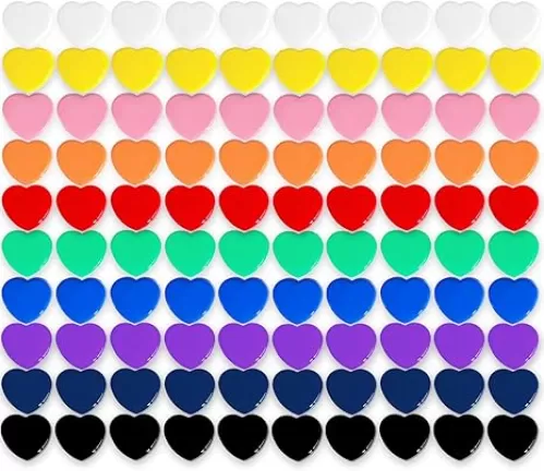 Fridge Magnets - 100 Pcs Mini Cute Magnets, Strong Heavy Duty, Colorful for Fridge, Locker, Kitchen, Office (10 Colors, Heart)