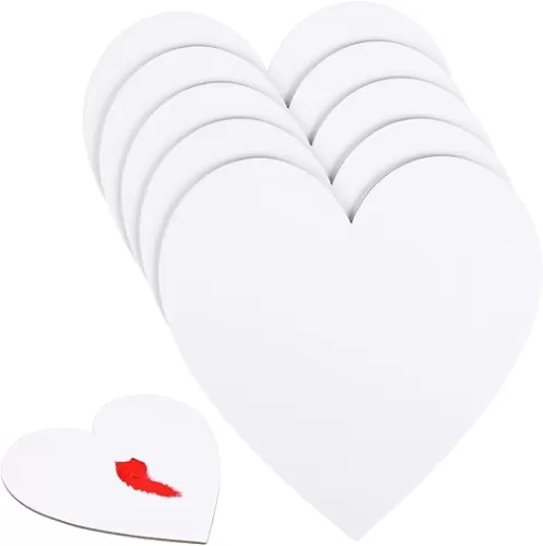 Gadpiparty 5pcs Heart Shaped Canvas Cotton Painting Board Blank Canvas Frame Cotton Panel Boards Art Paintings Board Oil Paint Canvas Sketchpad for Craft (White)