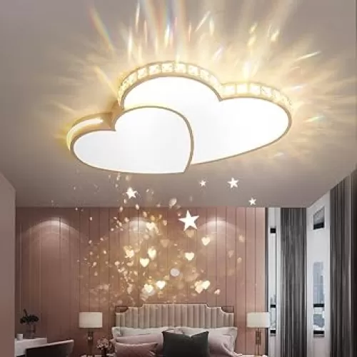 Gdrasuya10 Heart Shaped Crystal LED Ceiling Light, Modern Crystal Shining Flush Mount Ceiling Light Lamp Romantic Heart Light Fixture for Living Room Bedroom (Cool White Light)