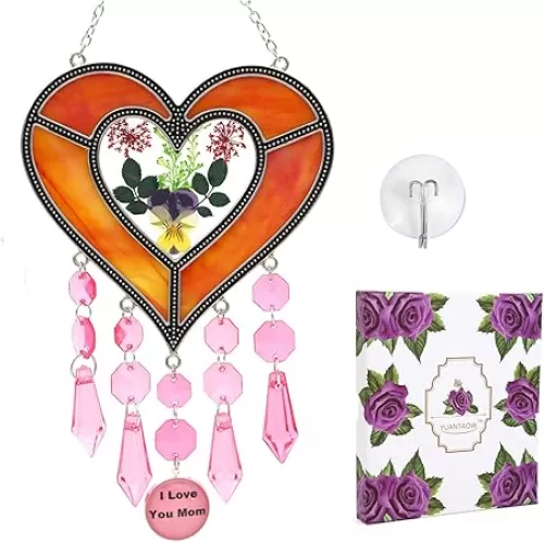 Gifts for Mom Suncatcher Heart Shaped I Love You Mom