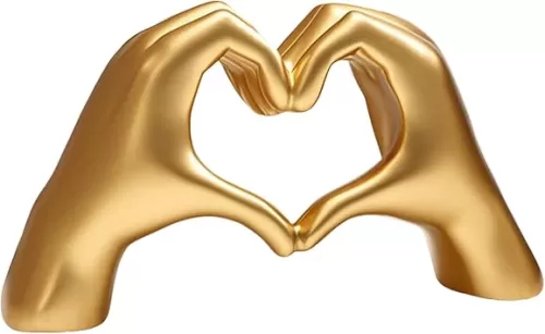 Gold Heart Hands Sculpture, Modern Art Home Decoration for Wedding Home Office Desktop Gifts