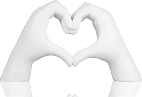 Heart Hands Sculpture White, Heart Gesture Statue, Love Sign, Table Decor, Heart Shape Figurine, White Friendship Bracelet Holder (White)