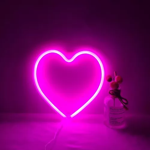 Heart LED Neon Light, USB/Battery Powered Pink Love Shaped Neon Sign Lamp, Decorative Night Light Wall Decor for Bedroom Living Room Kids Room Wedding Party Christmas