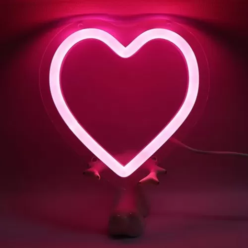 Heart Neon Signs, Lover, Pink Neon LED Light Signs for Wall Decor with Dimmable Switch, USB, Bedrooms, Shops, Florists, Bars, Wedding Party Decor