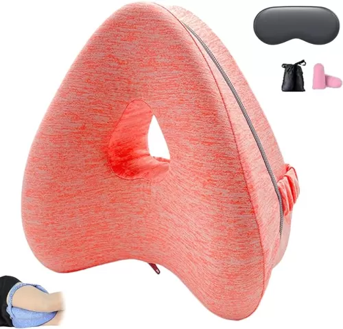 Hip Alignment Pillow - Alignment Pillows for Side Sleepers, Relieve Hip Pain & Sciatica, Leg & Knee Hip Support Pillows, with Elastic Adjustable Strap (Heart-Shaped Orange)
