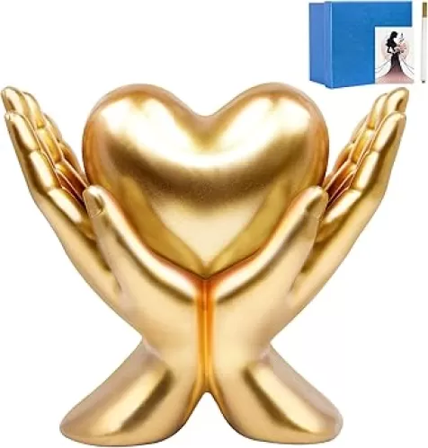 Home Mantel Decor Accents, Minimalist Heart Decoration and Accessories, Living Room, Office, Dining Table, TV Stand, Library Peace Sign Hand Sculpture, Coffee Shelf Ornament (Large)