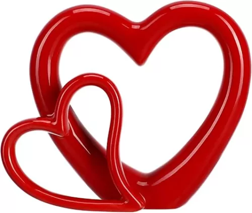 HOMSFOU Hydroponics Vase Red Heart Figurine Ceramic Heart Statue Wedding Sculpture Anniversary for Desk Shelf Home Office Decor Desktop Ceramics Vase